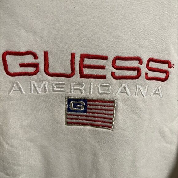 GUESS Americana Vintage White Embroidered Pullover Sweater- One Size Fits Most - Picture 2 of 6